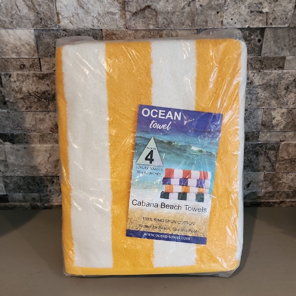 Ocean Towel Pack Of 4 Cabana Beach Towels 100% Ring Spun Cotton Brand New